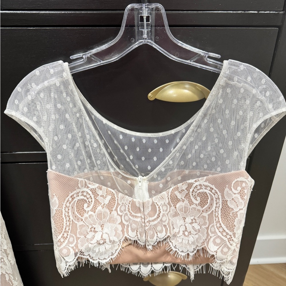 Sherri Hill Blush Pink Lace Two-Piece Set - Picture 3 of 6